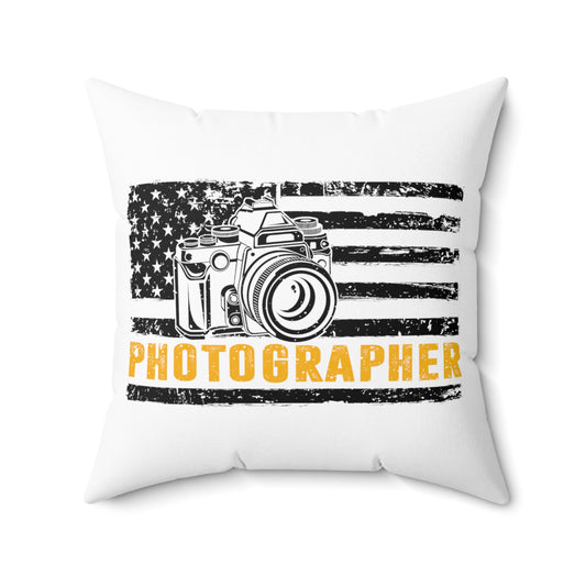 Novelty Cameraman Portraitist Videographer Photojournalist Hilarious Cinematographer Lover Photography Expert Spun Polyester Square Pillow