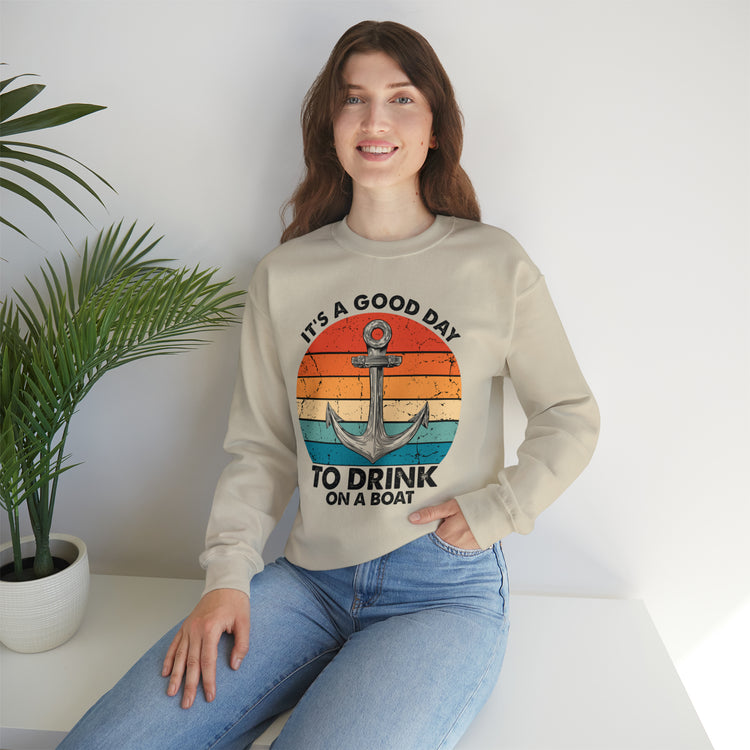 Humorous Its A Nice Day To Drink On A Boat Kayaking Graphic Unisex Crewneck Sweatshirt