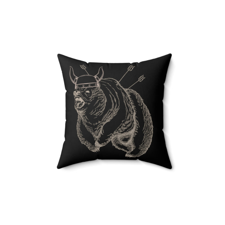 Cool Grizzly Bear Viking Mythology Strong Animal Warrior Spun Polyester Square Pillow