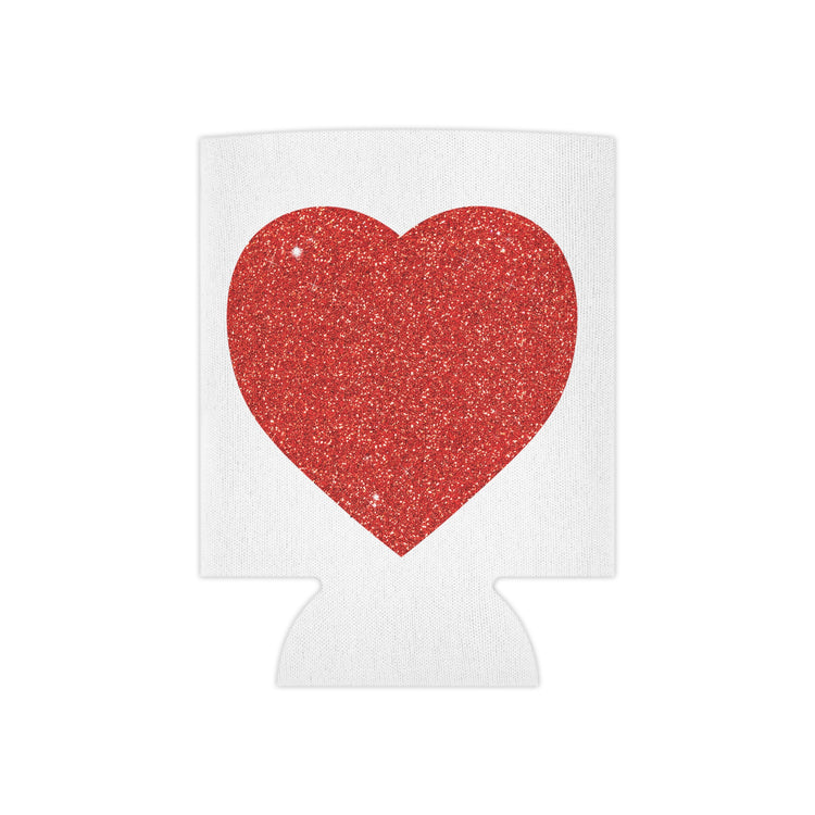 Red Glitter Effect Heart Valentines Day Men Women Can Cooler