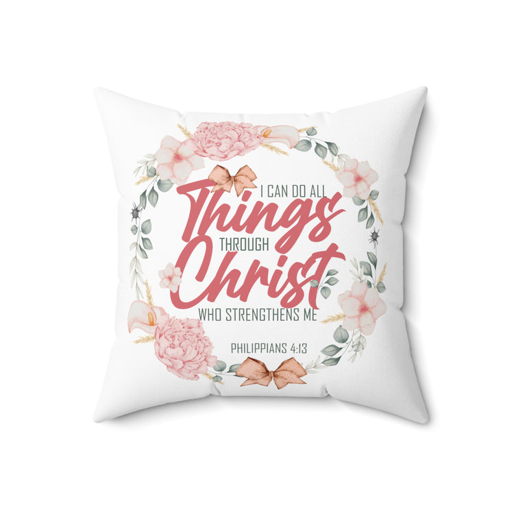 Inspirational Minimalists Christianity Devotee Statements Scriptures Verses Spun Polyester Square Pillow