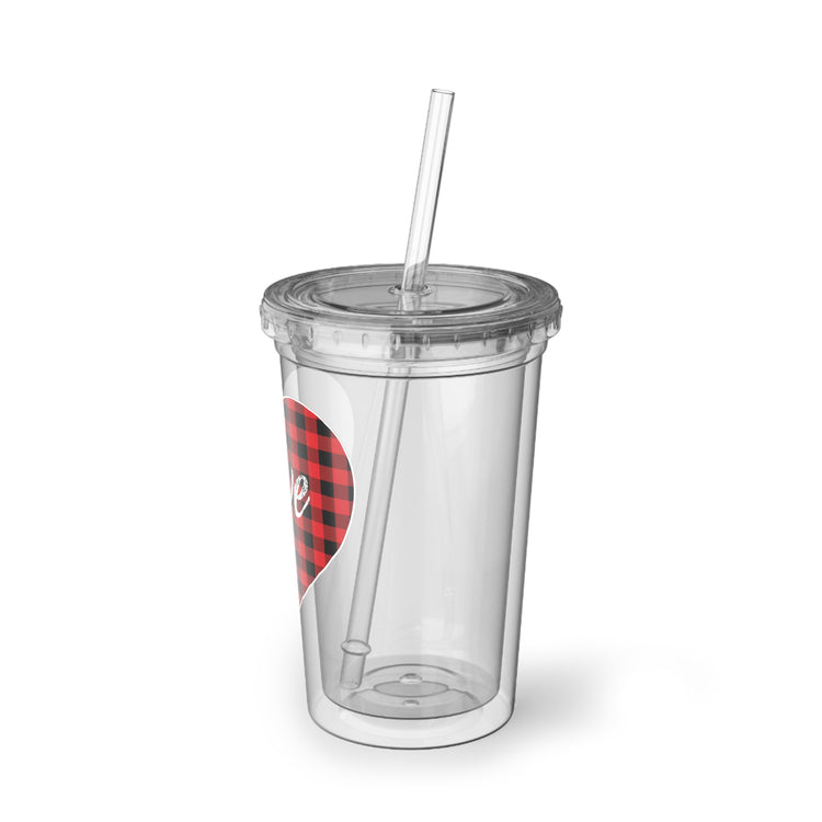 buffalo plaid heart 2 Suave Acrylic Cup