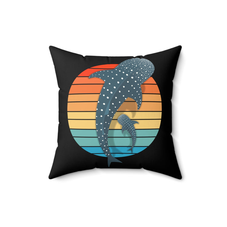 Dolphin Devotee Environmentalist Conservationists Vintage Whales Shark Kayaking Spun Polyester Square Pillow