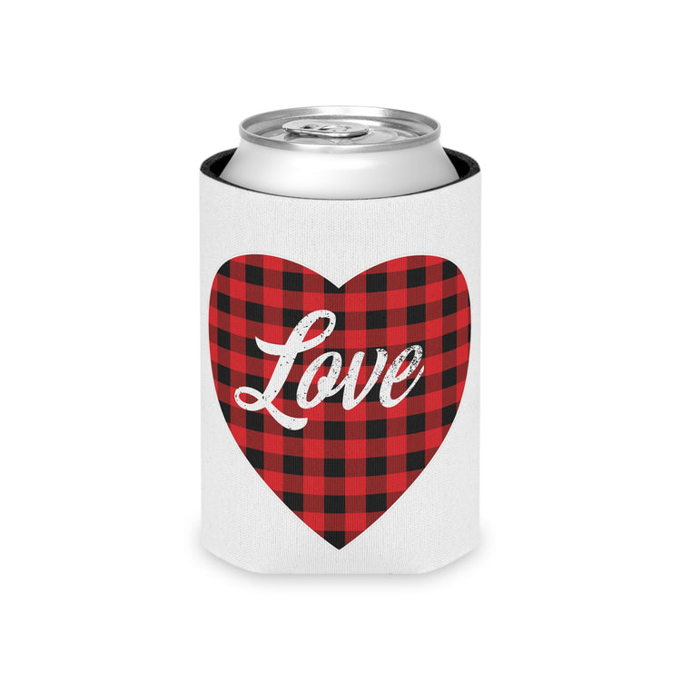 buffalo plaid heart 2 Can Cooler