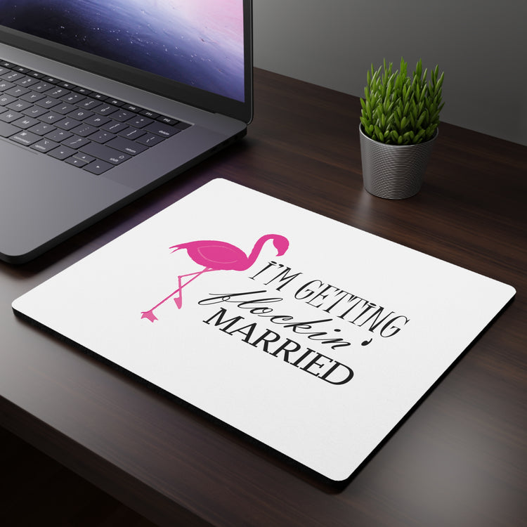 Humorous Bridal Entourages Flamingoes Illustration Puns Hilarious Bridesmaids Flocks Graphic Saying Gag Rectangular Mouse Pad