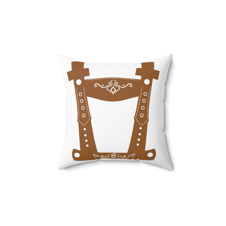 Humorous Leather Bavaria Tracht Dirndl Germany Holidays Germanic religious Spun Polyester Square Pillow