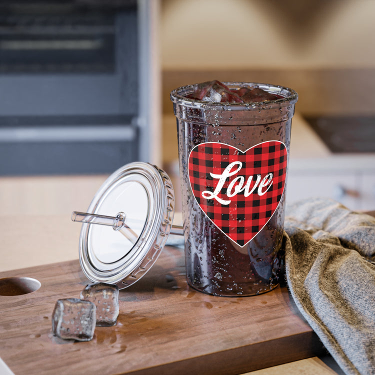 buffalo plaid heart 2 Suave Acrylic Cup