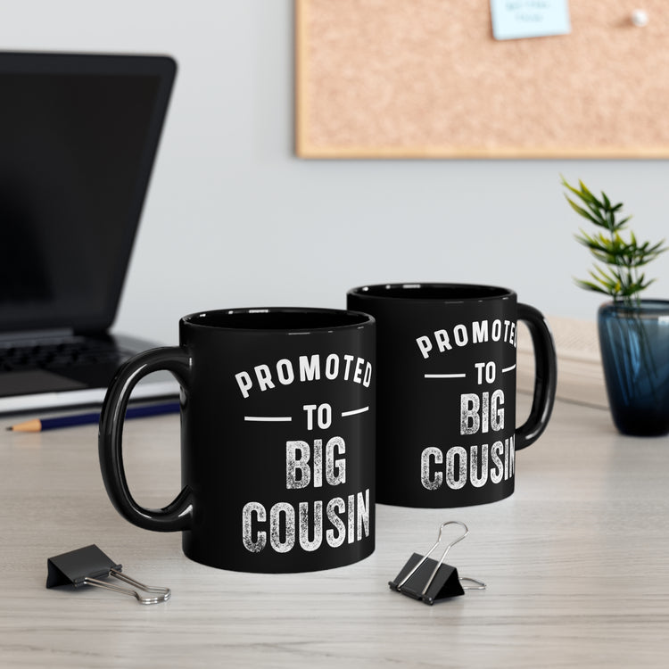 Promoted To Big Cousin Pregnancy Announcement Kids Gender Reveal Black mug 11oz