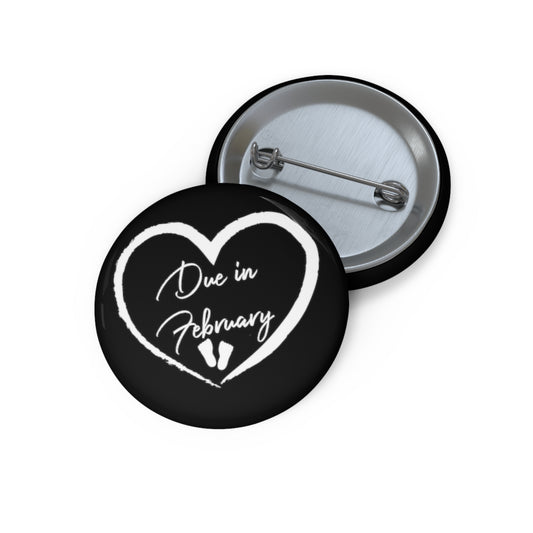 Due In February Future Mom Baby Bump Custom Pin Buttons