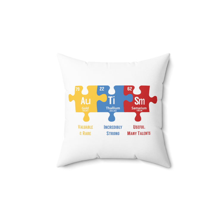 Autism Awareness Puzzle Periodic Elements Autistic Behavior Spun Polyester Square Pillow