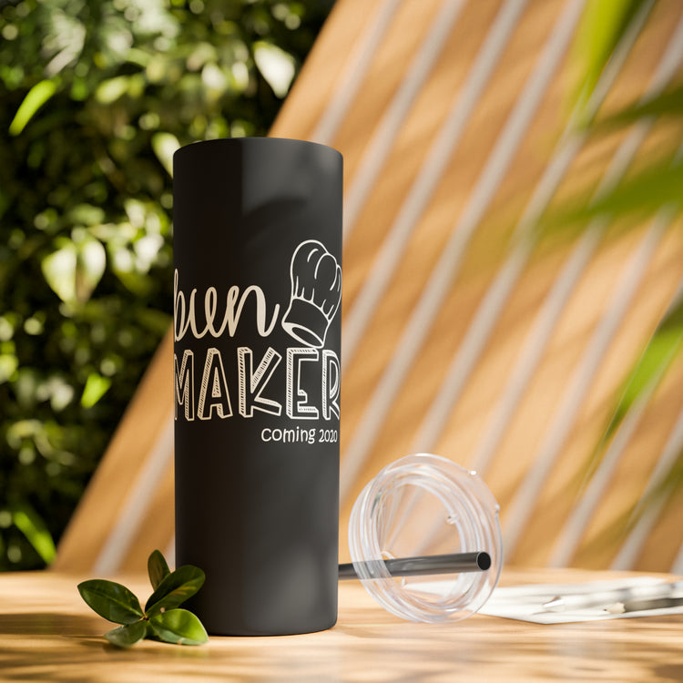 Bun Baker and Bun Maker New Dad and Future Mom Shirts Skinny Tumbler with Straw, 20oz