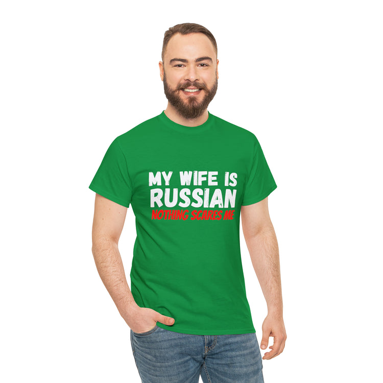 Shirt Funny My Wife's Russian Introvert Sayings Heritage Spouse T-Shirt Unisex Heavy Cotton Tee