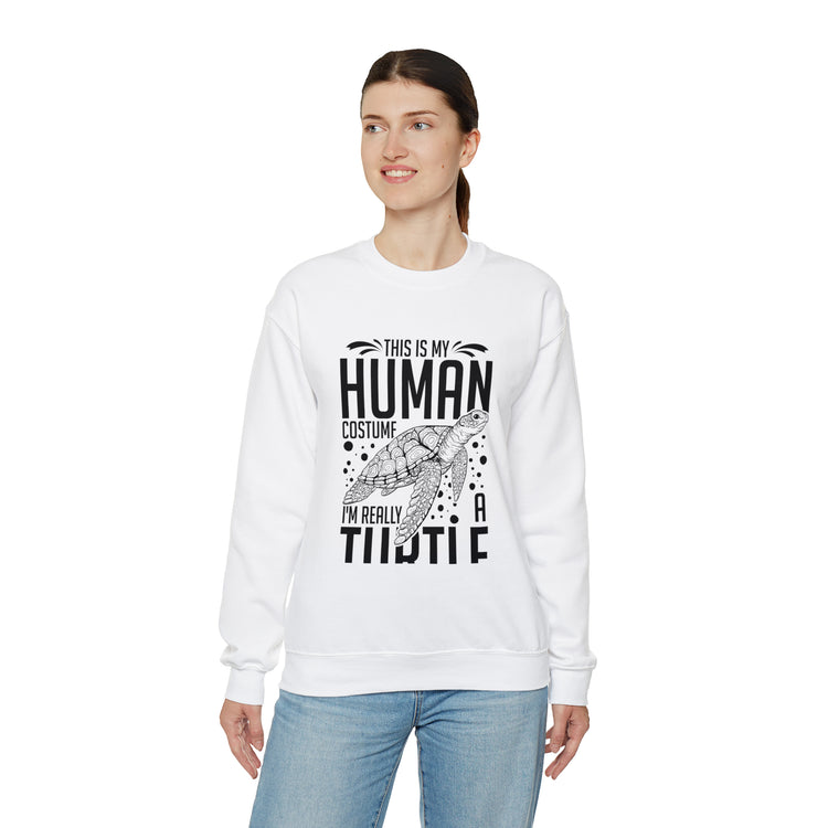 Funny Turtle Dressing Turtles Devotee Graphic Sayings Gag Unisex Crewneck Sweatshirt