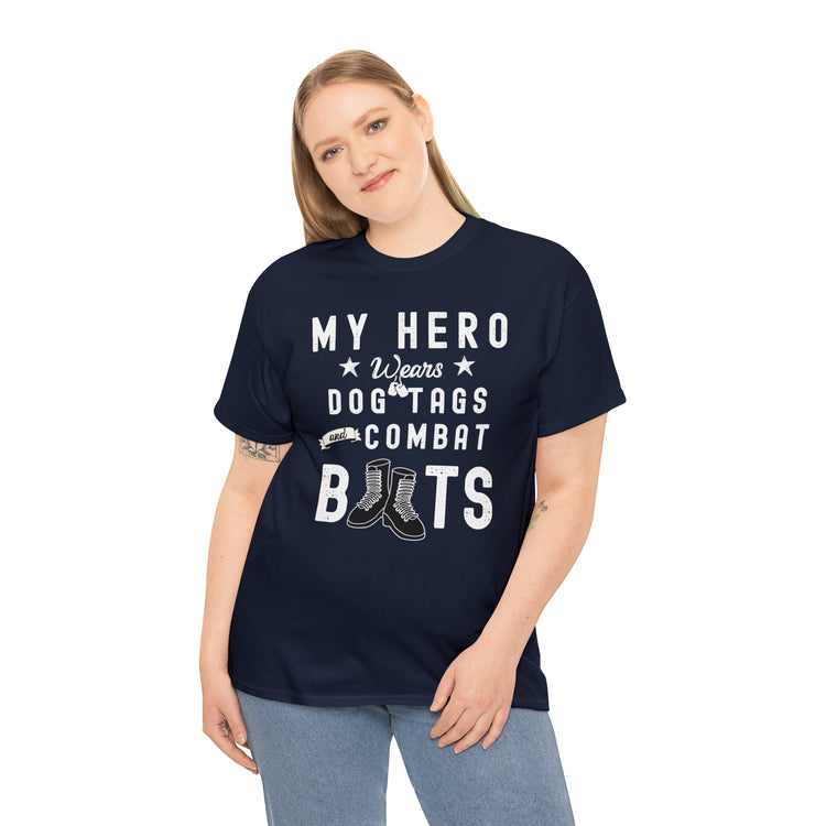 Shirt Funny My Soldier Wears Dog Tag Boots Quote Military Patriotic T-Shirt Unisex Heavy Cotton Tee