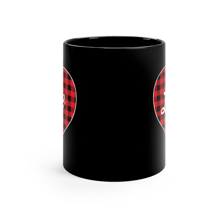 buffalo plaid heart 2 Black mug 11oz