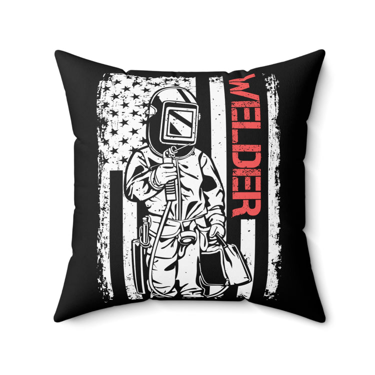 Novelty Electrician Patriotic Malediction Profanity patriotism nationalism Obscenity Spun Polyester Square Pillow