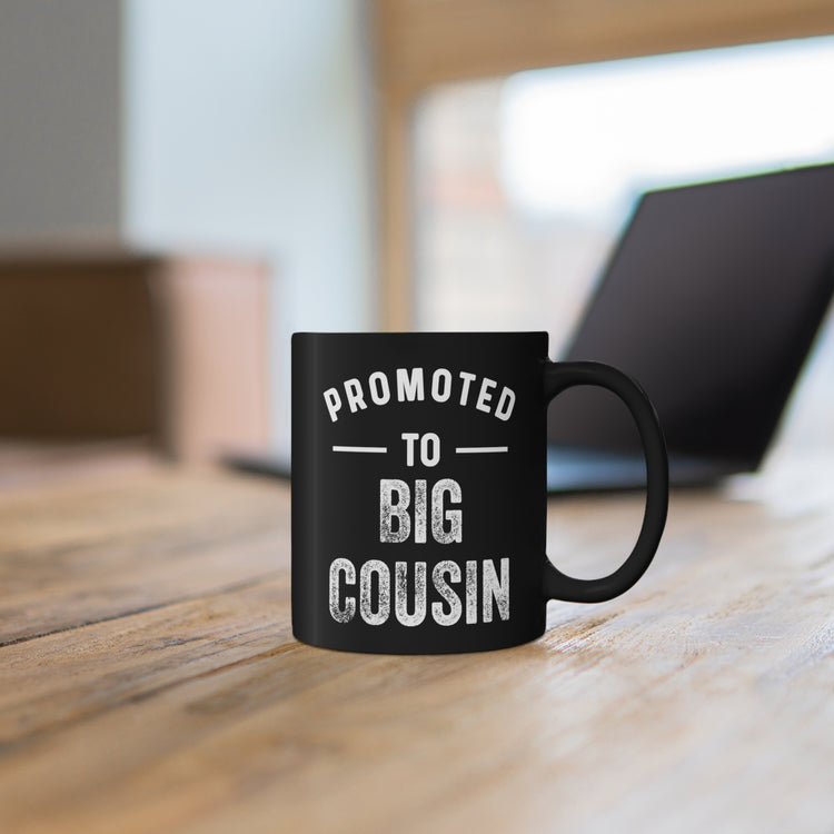 Promoted To Big Cousin Pregnancy Announcement Kids Gender Reveal Black mug 11oz