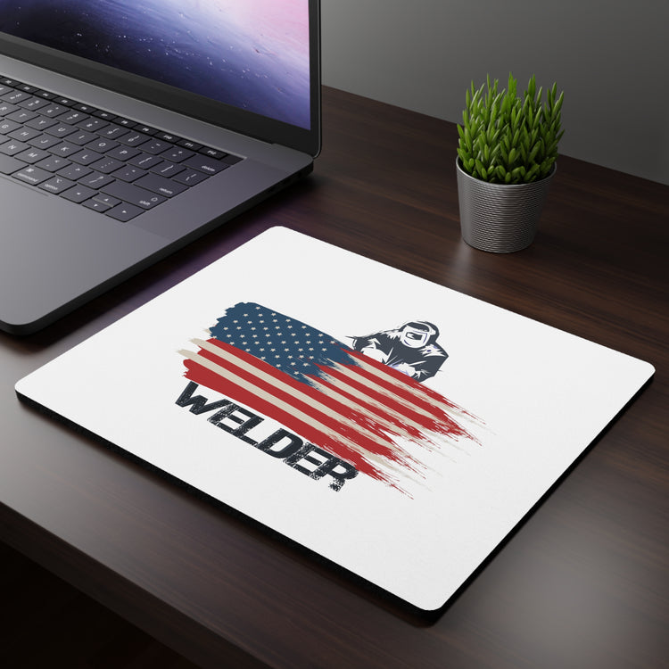Novelty 4th Of July Freedom Pride Gift Cute Welder American Flag Rectangular Mouse Pad