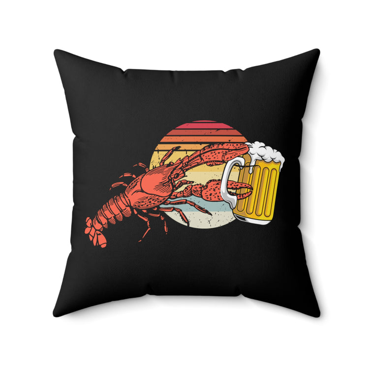 Hilarious Lobsters Opening Drinks Vacationing  Vintage Seafood Spun Polyester Square Pillow