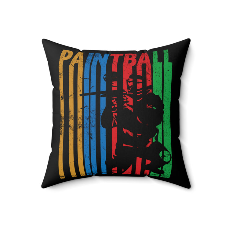 Humorous Nostalgic Pigment Gaming Playing Player Paintballer Spun Polyester Square Pillow