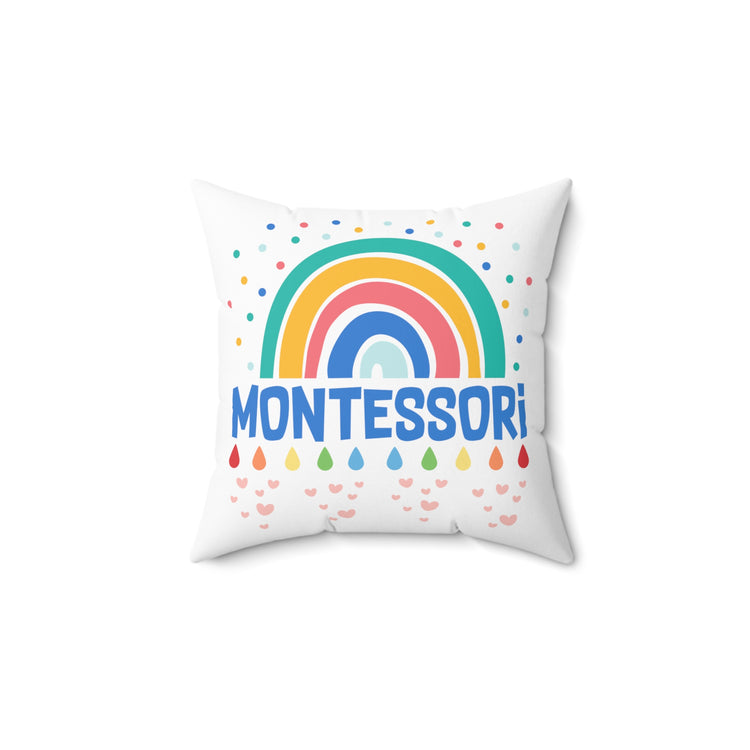 Funny Daycare Teachers Appreciation Watercolored Rainbows  Kindergarten Uplifting Spun Polyester Square Pillow