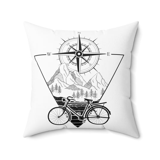 Novelty Vintage Mountain Fan Biking Bicycling Enthusiast Spun Polyester Square Pillow