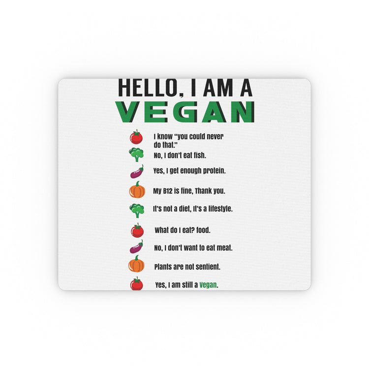 Hello I'm A Vegan Green Leafy Vegetable Lovers Healthy Lifestyle Men Women T Shirt Rectangular Mouse Pad