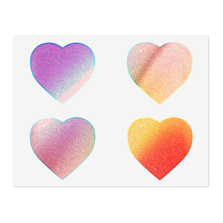 Red Glitter Effect Heart Valentines Day Men Women Sticker Sheets