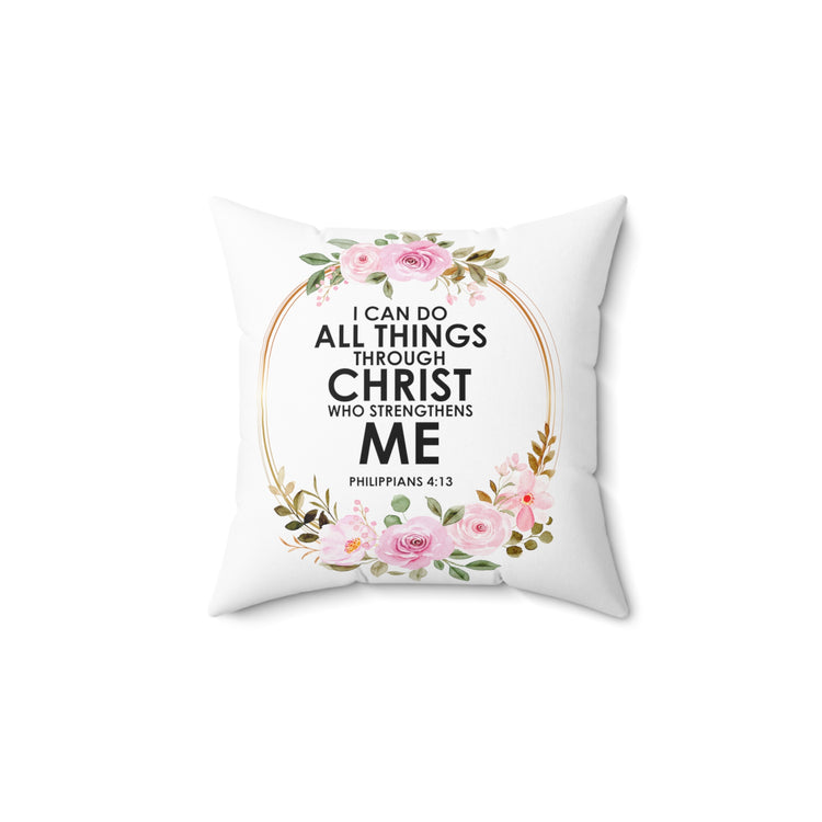 Inspirational Minimalists Christianity Devotee Religious Uplifting Scriptures Verses Spun Polyester Square Pillow