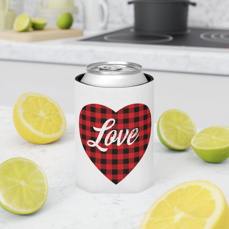 buffalo plaid heart 2 Can Cooler