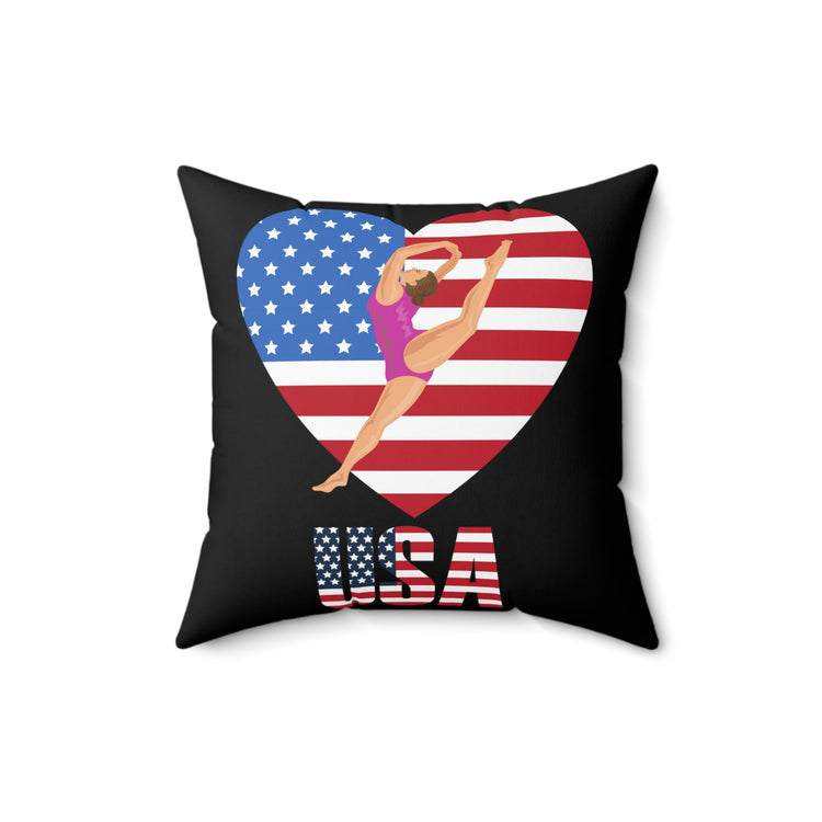 Humorous Acrobatics Athletic Patriotic Patriotism Lover Spun Polyester Square Pillow