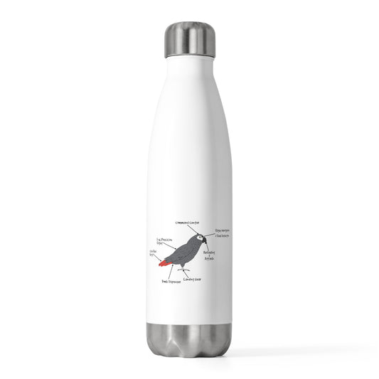 Novelty African Grey Parrot Anatomy Graphic Tee Shirt Gift | Cute Birds Physiology Enthusiast Men Women T Shirt 20oz Insulated Bottle