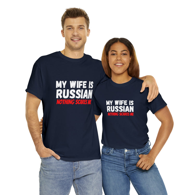 Shirt Funny My Wife's Russian Introvert Sayings Heritage Spouse T-Shirt Unisex Heavy Cotton Tee