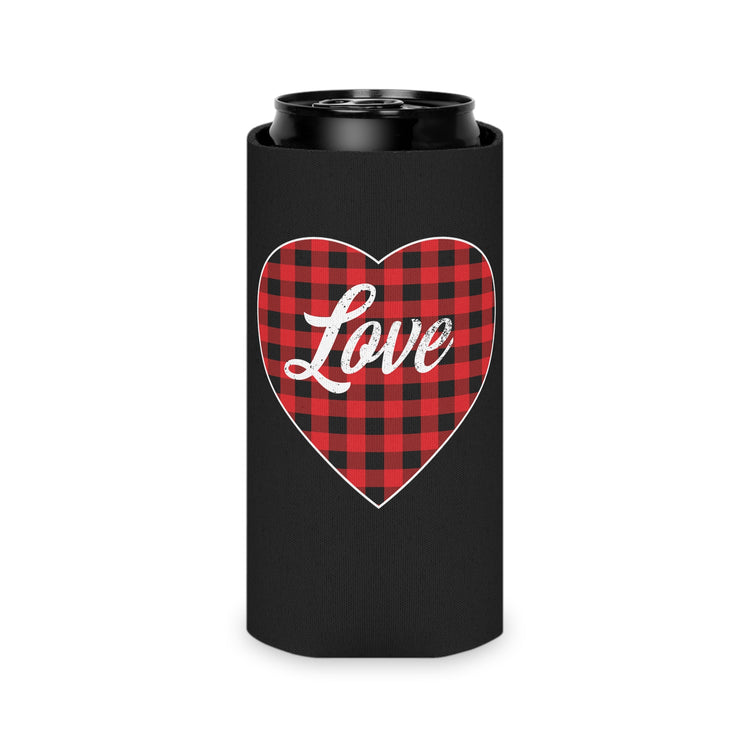 buffalo plaid heart Can Cooler