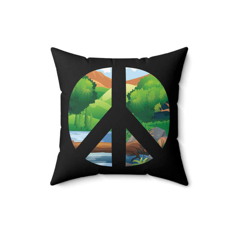 Peace Sign Nature For Earth Day Aesthetic Spun Polyester Square Pillow