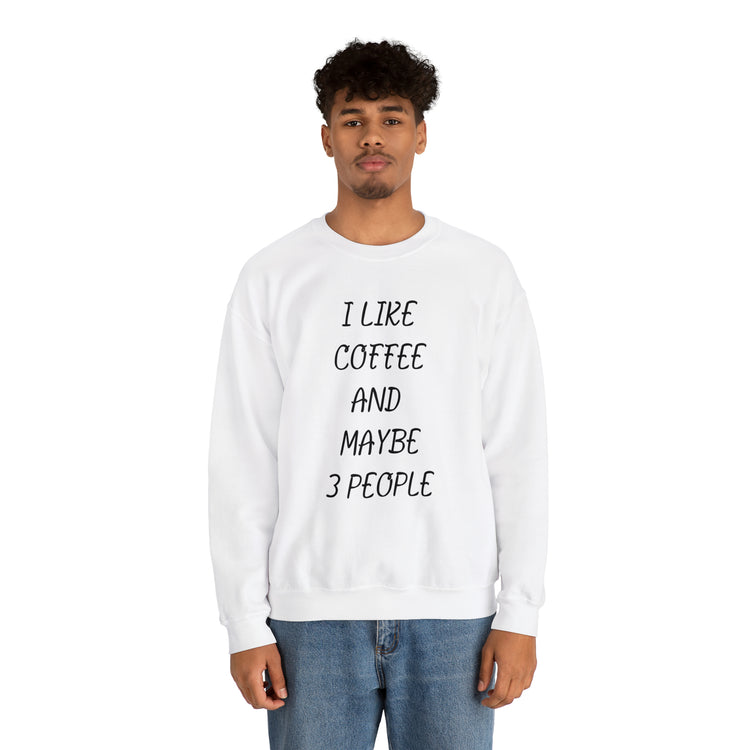 Humorous Caffeinated Introverts Illustration Saying Line Pun Unisex Crewneck Sweatshirt