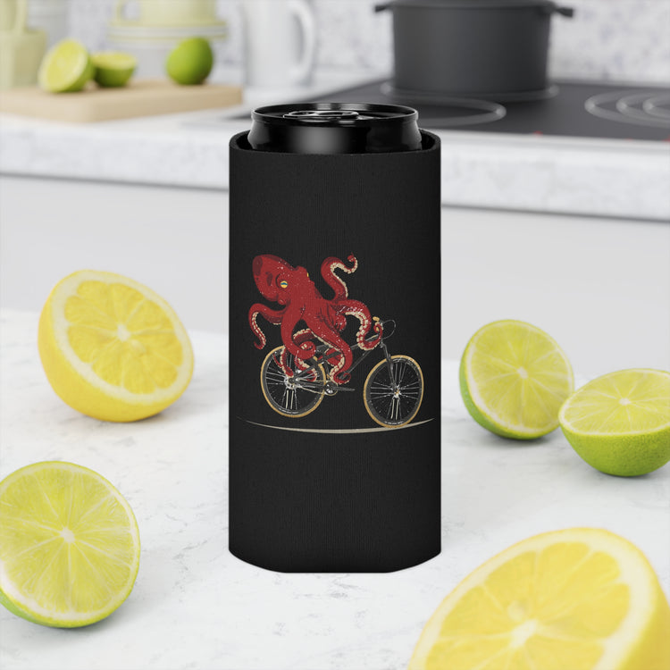Cycling Octopus Bicycle Enthusiast Invertebrate Steampunk Bike Graphic T Shirt Can Cooler