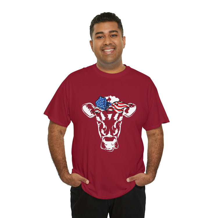 Cool Cow with USA American Flag Bandana Vegan Clothing Herbivore Shirt | Vegetarian T Shirt | Heifer Shirt | Cowgirl Shirt | Farmer Shirt