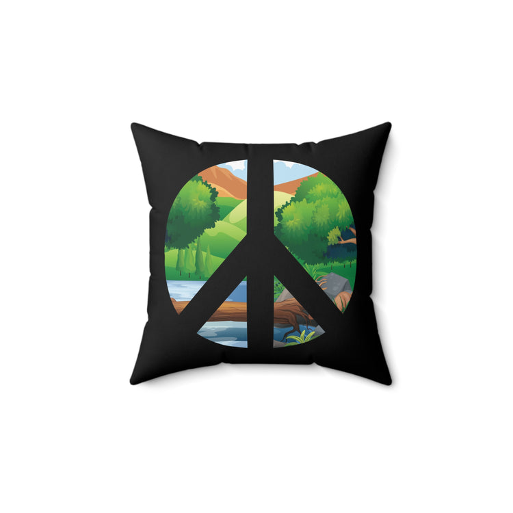 Peace Sign Nature For Earth Day Aesthetic Spun Polyester Square Pillow