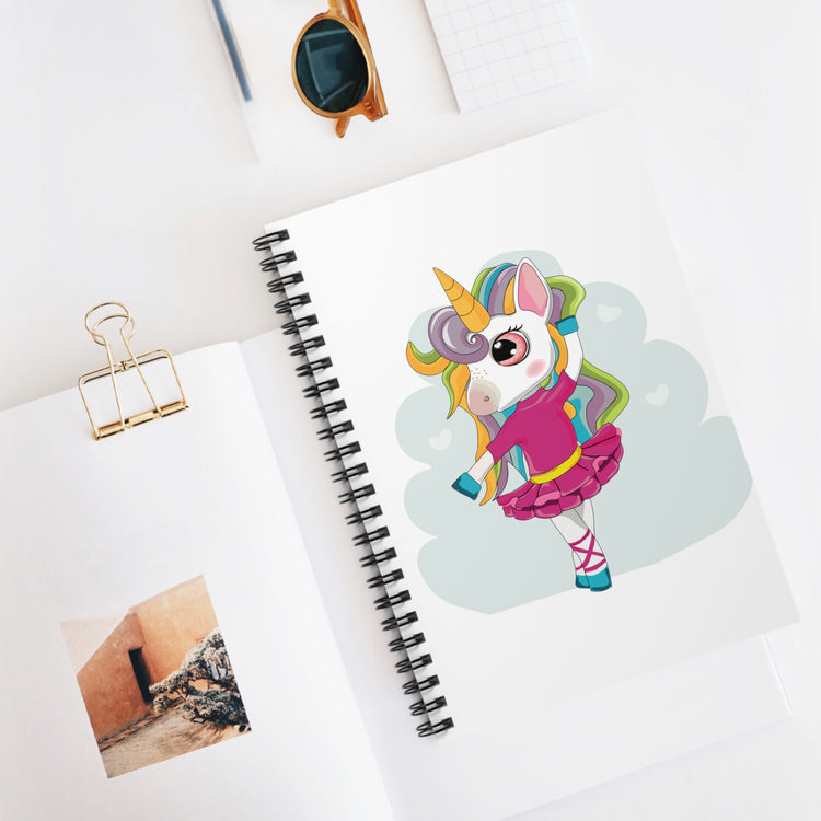 Ballet Dancer Enchanted Rainbow Unicorn Spiral Notebook - Ruled Line