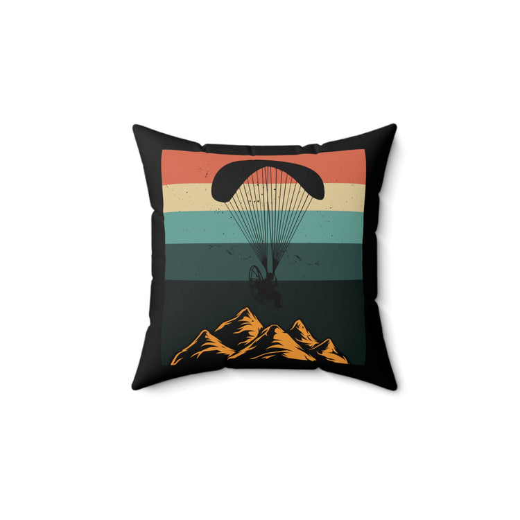 Vintage Paragliding Enthusiasts Distressed Paramotors Parachutes Devotee Graphic Spun Polyester Square Pillow