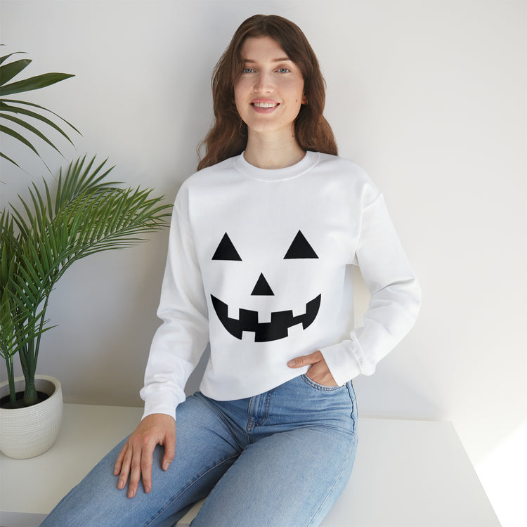 Humorous Pumpkins Illustration Tricks Treats Graphic Gag Unisex Crewneck Sweatshirt