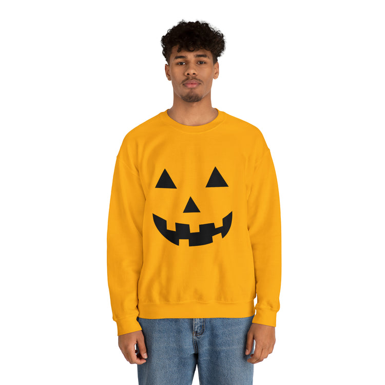 Humorous Pumpkins Illustration Tricks Treats Graphic Gag Unisex Crewneck Sweatshirt