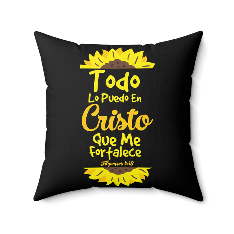 Spanish Verses Motivational Cute Mexican Worshipper Spun Polyester Square Pillow