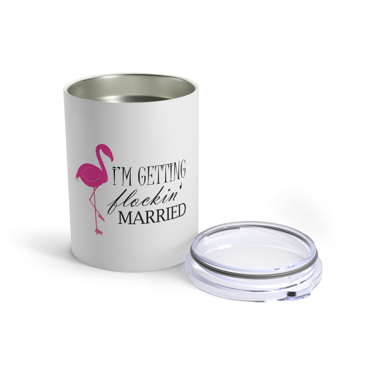 Humorous Bridal Entourages Flamingoes Illustration Puns Hilarious Bridesmaids Flocks Graphic Saying Gag Tumbler 10oz