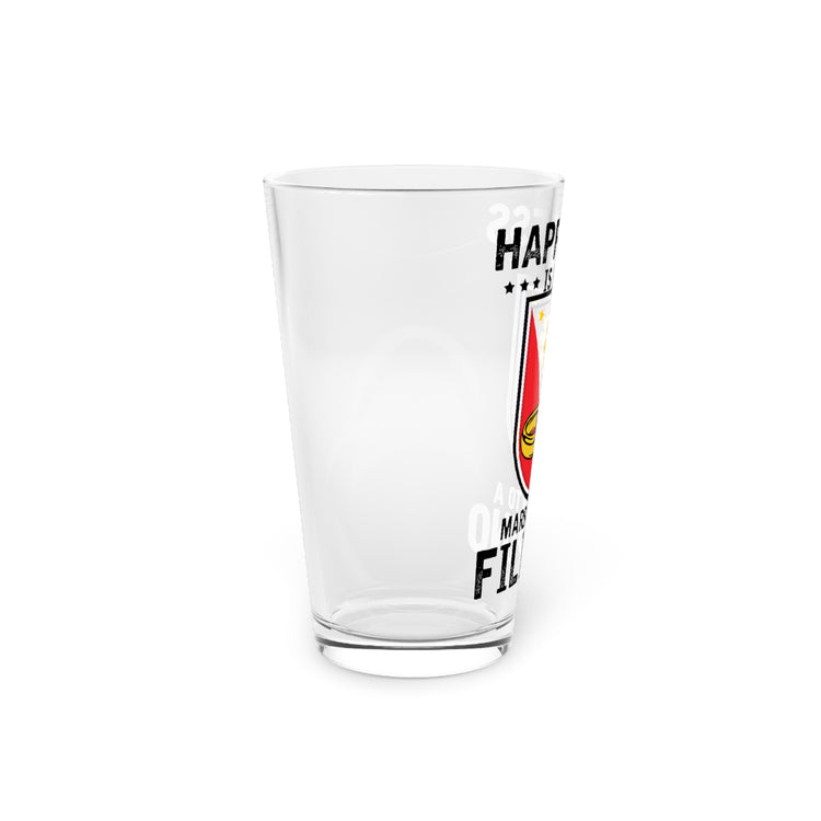 Humorous Happiness Is Married To Filipino Asian Wife Husband Novelty Marriage Nationalistic Philippines Flag Pint Glass, 16oz