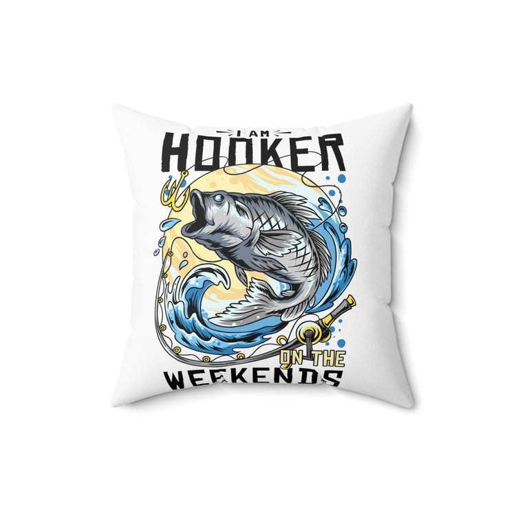 Humorous Fishing Enthusiasts Distressed American Puns Spun Polyester Square Pillow