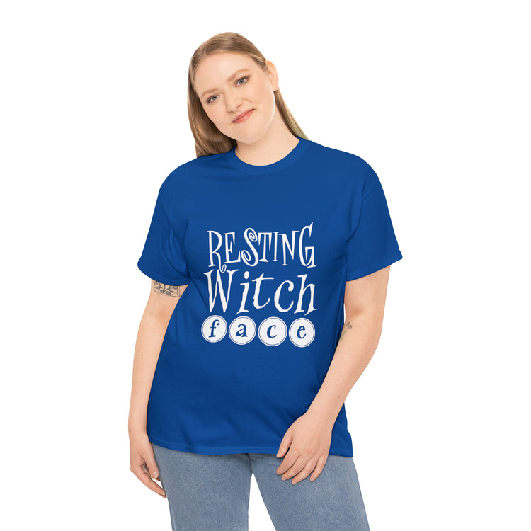 Shirt Funny Resting Witch Face humor Halloween Seasonal Magical T-Shirt Unisex Heavy Cotton Tee