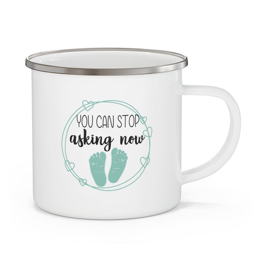 Humorous Babies Bellies Expecting Mommas Reveals Sayings Enamel Camping Mug