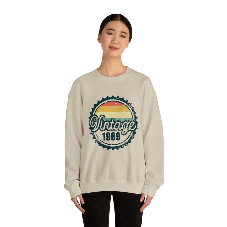 Vintage Thirties Birthday Distressed Illustration Funny Mockery Unisex Crewneck Sweatshirt